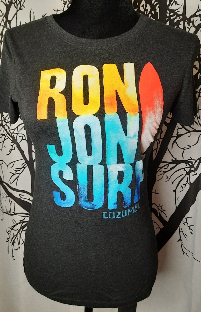 Ron Jon Surf Cozumel Mexico Charcoal Grey Women's Short Sleeve Fitted T-shirt